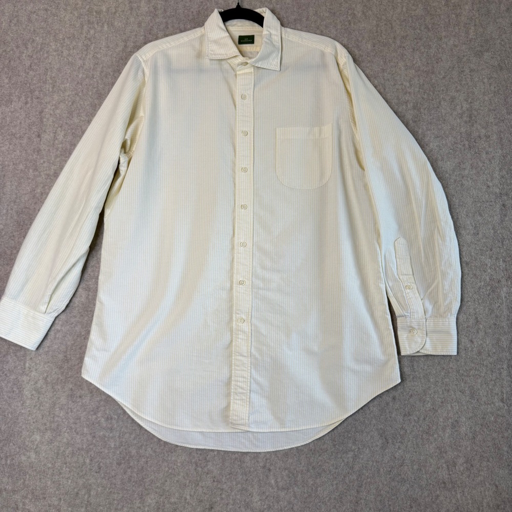 Sid Mashburn Striped Button Down Shirt Mens L Yellow Slim Fit Preppy Business